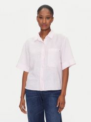 Tommy Hilfiger Koszula WW0WW44720 Różowy Relaxed Fit. Czerwone koszule Tommy Hilfiger, bez wzorów, ze lnu, bez kołnierzyka, bez ramiączek. Za 379.99 zł.