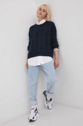 Superdry Sweter bawełniany damski kolor granatowy. Niebieskie swetry Superdry, l, bez wzorów, z bawełny, bez ramiączek. W wyprzedaży za 214.99 zł.