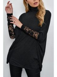 LA Angels Bluzka w kolorze antracytowo-czarnym rozmiar: L. Czarne bluzki LA Angels, l, bez wzorów, z koronki, bez kołnierzyka, bez ramiączek. Za 166.95 zł.