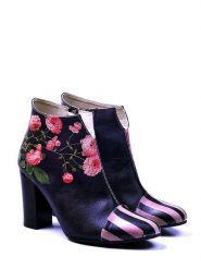 Goby Botki w kolorze granatowo-różowym na obcasie rozmiar: 36. Niebieskie botki Goby, bez wzorów, z materiału, eleganckie, bez obcasa, na obcasie, bez zapięcia. Za 186.63 zł.