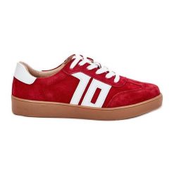 Sneakersy Buty Sportowe Zamszowe Vinceza 79517 Czerwone. Czerwone buty treningowe bez wzorów, z materiału, bez zapięcia. Za 253.86 zł.