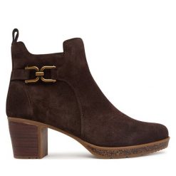 Botki Josef Seibel. Brązowe botki Josef Seibel, bez wzorów, bez obcasa, na słupku, bez zapięcia. Za 569.99 zł.