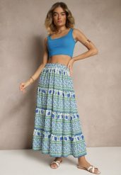 Niebieska Spódnica z Wiskozą o Rozkloszowanym Kroju w Etniczny Print Kolindriela. Niebieskie spódnice Renee, na co dzień, bez wzorów, z wiskozy, eleganckie, maxi, rozkloszowane. W wyprzedaży za 35.99 zł.