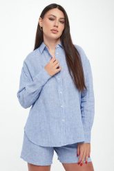 Koszula damska lniana Daria ECOALF. Koszule Ecoalf, m, bez wzorów, bez kołnierzyka, bez ramiączek. Za 529.00 zł.