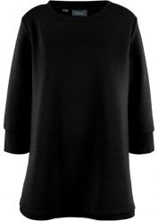 Długa bluza dresowa z wiskozą. Czarne bluzy bonprix, bez wzorów, z dresówki, bez kaptura. Za 119.99 zł.