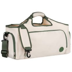 Weekendowa torba podróżna w kolorach ecru i zielonym, wyposażona w uchwyt na walizkę Peterson PTN 24480. Zielone torby podróżne Peterson, bez wzorów. Za 117.99 zł.