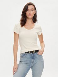 Tommy Hilfiger T-Shirt WW0WW41776 Beżowy Slim Fit. Brązowe t-shirty Tommy Hilfiger, l, bez wzorów, z bawełny, bez kołnierzyka, bez ramiączek. Za 189.99 zł.