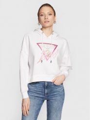 Guess Bluza Icon Biały Regular Fit. Białe bluzy Guess, xxl, z aplikacjami, z syntetyku, bez kaptura. Za 249.99 zł.