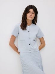 Sweter z wiskozą - jasnoniebieski. Niebieskie swetry Reserved, l, bez wzorów, z dzianiny, bez ramiączek. Za 119.99 zł.
