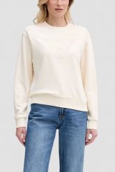 GUESS Beżowa bluza damska z cyrkoniami Triangle Lace, Rozmiar L. Brązowe bluzy bez kaptura Guess, l, z aplikacjami, z dresówki, bez kaptura. W wyprzedaży za 229.99 zł.