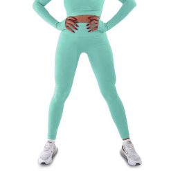 Techniczne legginsy z efektem push-up i idealną sylwetką. Niebieskie legginsy R-EVENGE, bez wzorów, z elastanu, sportowe. Za 195.88 zł.