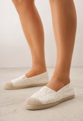 Beżowe Espadryle z Koronkową Cholewką i Podeszwą z Plecionki Marilex. Brązowe espadryle Renee, bez wzorów, z koronki, boho, bez obcasa. Za 69.99 zł.
