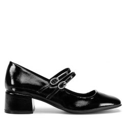 Czółenka JENNY. Czarne czółenka Jenny, bez wzorów, bez obcasa, bez zapięcia. Za 129.99 zł.