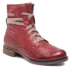 Botki Josef Seibel. Czerwone botki Josef Seibel, bez wzorów, bez obcasa, na płaskiej podeszwie, bez zapięcia. Za 359.99 zł.