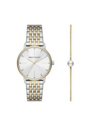 Armani Exchange Zegarek AX7156SET Srebrny. Szare, analogowe zegarki Armani Exchange, srebrne. Za 799.99 zł.