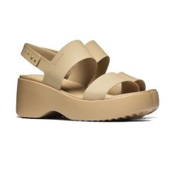Damskie sandały Crocs Brooklyn Sky Sandal 212250-2NB. Brązowe sandały Crocs, bez wzorów, z materiału, wakacyjne, z okrągłym noskiem, bez obcasa, bez zapięcia. Za 220.40 zł.