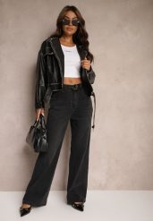 Ciemnoszare Jeansy High Waist z Bawełny z Paskiem Nevelith. Szare jeansy Renee, bez wzorów, z bawełny, klasyczne, z podwyższonym stanem. W wyprzedaży za 111.99 zł.