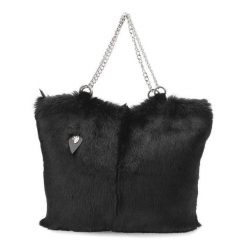 Czarna Torebka Damska Luka-Pelli Z Naturalnym Futrem Z Królika. Czarne torebki klasyczne Luka-Pelli, bez wzorów, klasyczne, bez dodatków. Za 620.99 zł.
