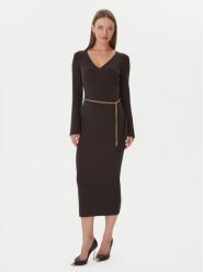 MICHAEL Michael Kors Sukienka dzianinowa MF5835G4VR Brązowy Slim Fit. Brązowe sukienki MICHAEL Michael Kors, m, bez wzorów, z dzianiny, bez kołnierzyka, bez ramiączek. Za 1,229.00 zł.
