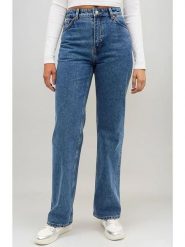 Monki Dżinsy - Regular fit - w kolorze niebieskim rozmiar: W28. Niebieskie jeansy Monki, bez wzorów, klasyczne, z podwyższonym stanem. Za 47.82 zł.