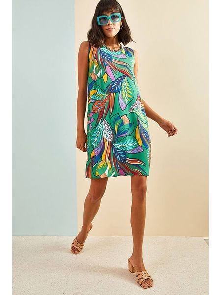 Bianco Lucci Sukienka ze wzorem rozmiar: M. Sukienki Bianco Lucci, na co dzień, m, bez wzorów, z wiskozy, bez kołnierzyka, bez ramiączek, mini, proste. Za 61.17 zł.