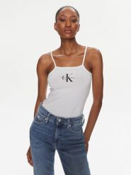 Calvin Klein Jeans Body Monologo J20J223421 Biały Slim Fit. Białe body i gorsety Calvin Klein Jeans, bez wzorów, z bawełny, bez ramiączek. Za 99.99 zł.