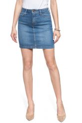 SPÓDNICA JEANSOWA LEE MID SKIRT SIMPLE FOCUS L38JLTZJ 112108227. Niebieskie spódnice Lee, l, bez wzorów, z jeansu, dopasowane. W wyprzedaży za 69.99 zł.
