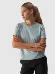 4F T-shirt regular gładki damski - turkusowy XS. Niebieskie t-shirty 4f, xs, bez wzorów, z bawełny, klasyczne, bez kołnierzyka, bez ramiączek. W wyprzedaży za 29.99 zł.