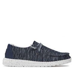 Półbuty Hey Dude. Niebieskie półbuty wsuwane Hey dude, bez wzorów, bez obcasa, na płaskiej podeszwie. Za 209.99 zł.