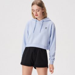 Krótka bluza z kapturem - Niebieski. Bluzy marki Sinsay. Za 49.99 zł.