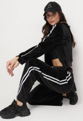 Czarny Komplet Dresowy Rozpinana Bluza z Kapturem i Spodnie o Szerokim Kroju Usivisa. Czarne bluzy Born2be, m, bez wzorów, z dresówki, klasyczne, bez ramiączek, z kapturem. W wyprzedaży za 72.24 zł.