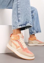 Pomarańczowe Sneakersy Esspina. Brązowe buty sportowe lifestyle Renee, z aplikacjami, sportowe, za kostkę, bez zapięcia. W wyprzedaży za 39.99 zł.