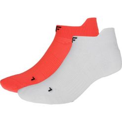 Skarpetki sportowe damskie (2 pary) SOD212 - biały+czerwony neon. Skarpetki marki 4f. Za 59.99 zł.