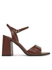 Calvin Klein Sandały Heel Sandal 85 W/Ck Hw - Lth HW0HW02485 Brązowy. Brązowe sandały Calvin Klein, bez wzorów, ze skóry, bez obcasa, na słupku, bez zapięcia. Za 569.99 zł.
