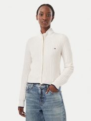 Tommy Jeans Kardigan DW0DW23355 Kremowy Slim Fit. Białe swetry Tommy Jeans, xl, bez wzorów, z jeansu, bez ramiączek. Za 449.99 zł.