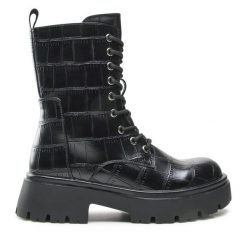 Trapery Jenny Fairy. Czarne traperki Jenny Fairy, bez wzorów, bez obcasa, bez zapięcia. Za 179.99 zł.