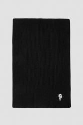 KARL LAGERFELD Czarny damski szalik Knit Scarf. Czarne szaliki i kominy KARL LAGERFELD, bez wzorów, z bawełny, eleganckie. W wyprzedaży za 309.99 zł.