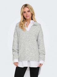 ONLY Sweter w kolorze jasnoszarym rozmiar: S. Szare swetry ONLY, s, bez wzorów, ze splotem, bez ramiączek. Za 79.03 zł.