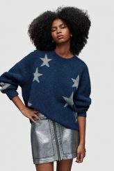 AllSaints sweter wełniany damski kolor czarny. Czarne swetry AllSaints, l, bez wzorów, z poliamidu, bez ramiączek. Za 929.99 zł.
