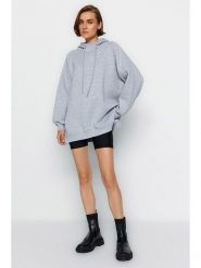 Trendyol Bluza w kolorze szarym rozmiar: L. Szare bluzy Trendyol, l, bez wzorów, z bawełny, z kapturem. Za 97.05 zł.