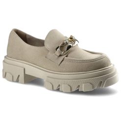 Półbuty damskie Lemar, wsuwany fason typu mokasyny cholewka ze skóry zamszowej masywna platforma z wyraźnym bieżnikiem zaokrąglony nosek dekoracyjny. Brązowe mokasyny Lemar, bez wzorów, ze skóry. Za 202.00 zł.