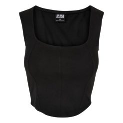Tank top court kobiety Urban Classics. Czarne topy Urban Classics, bez wzorów, bez kołnierzyka, bez ramiączek. Za 134.50 zł.