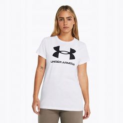 Koszulka T-Shirt Damski Sportowy Biały Under Armour Rival Logo Xxl. Białe t-shirty sportowe Under Armour, xxl, bez wzorów, bez ramiączek, do biegania. W wyprzedaży za 68.13 zł.