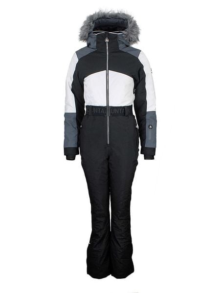 Peak Mountain Kombinezon narciarski "Arctico" w kolorze czarno-biało-szarym rozmiar: L. Białe spodnie sportowe Peak Mountain, bez wzorów, z tkaniny, narciarskie. Za 701.16 zł.