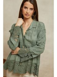 Plume Bluzka "Cheor" w kolorze khaki rozmiar: S. Brązowe bluzki Plume, s, bez wzorów, z bawełny, bez kołnierzyka, bez ramiączek. Za 119.12 zł.