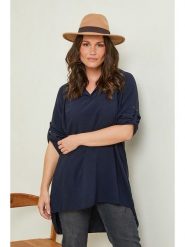 Curvy Lady Bluzka w kolorze granatowym rozmiar: 44/46. Niebieskie bluzki Curvy Lady, bez wzorów, klasyczne, bez kołnierzyka, bez ramiączek. Za 115.95 zł.