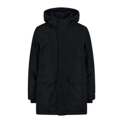 Parka dziecięca turystyczne CMP 34K3274. Czarne płaszcze CMP, bez wzorów, sportowe, bez kaptura. W wyprzedaży za 349.99 zł.