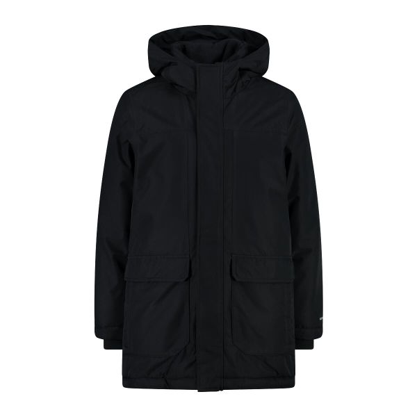 Parka dziecięca turystyczne CMP 34K3274. Czarne płaszcze CMP, bez wzorów, sportowe, bez kaptura. W wyprzedaży za 349.99 zł.