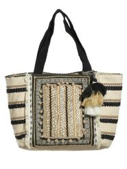 BLE Shopper bag w kolorze czarno-jasnobrązowym - 45 x 25 x 15 cm rozmiar: onesize. Brązowe shopper bag BLE, z aplikacjami, z materiału, na ramię, bez dodatków. Za 136.13 zł.