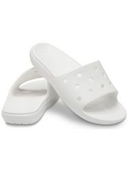 Crocs Klapki "Classic" w kolorze białym rozmiar: 38/39. Białe klapki Crocs, bez wzorów, klasyczne, z otwartym noskiem, bez obcasa, bez zapięcia. Za 73.41 zł.